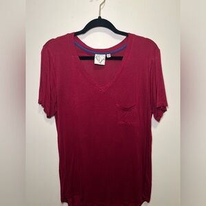 Womens Red V-Neck T-Shirt